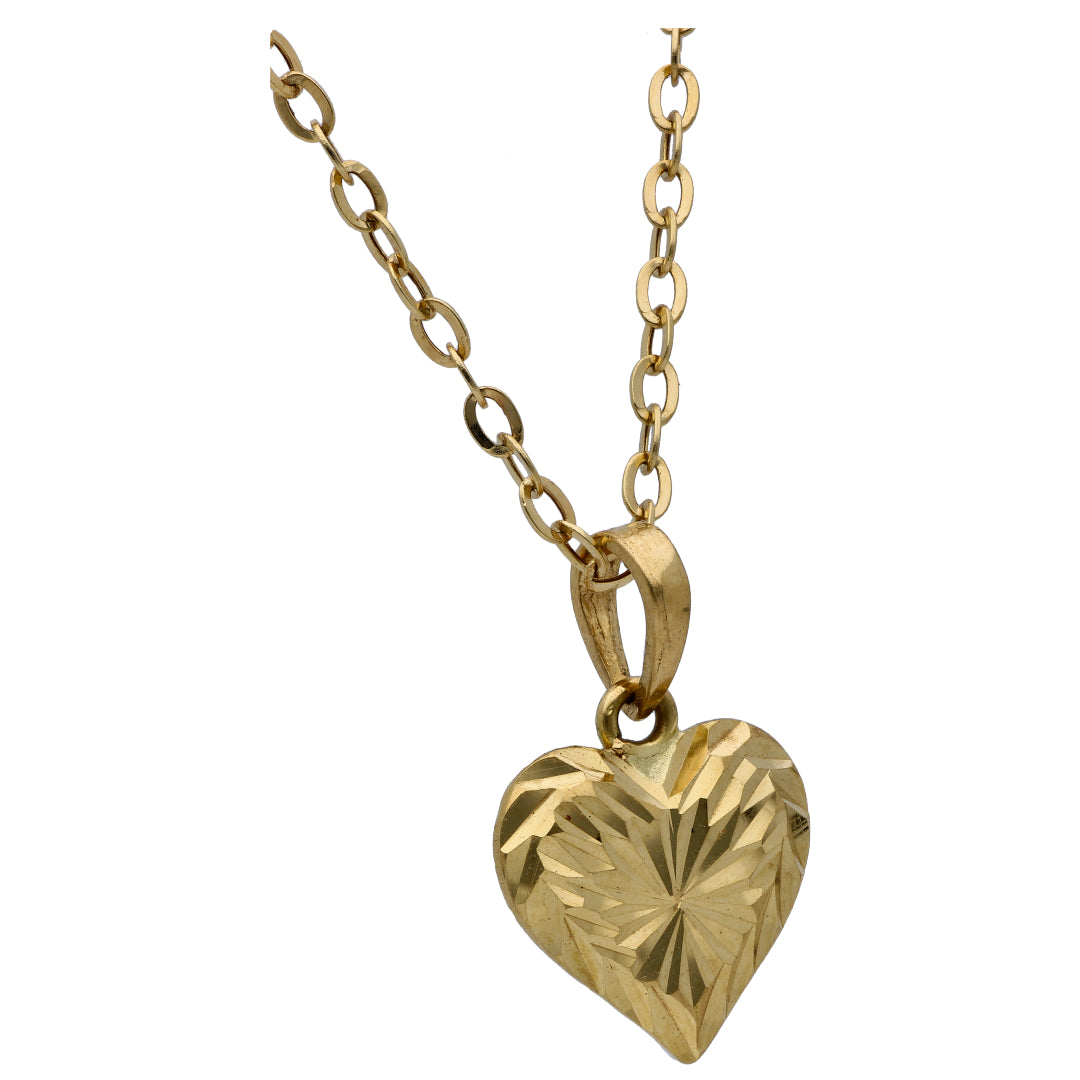 Gold Heart Shaped Pendant Set 18KT - FKJNKLST18KU6495