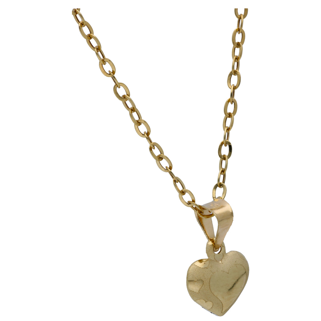 Gold Heart Shaped Pendant Set 18KT - FKJNKLST18KU6498