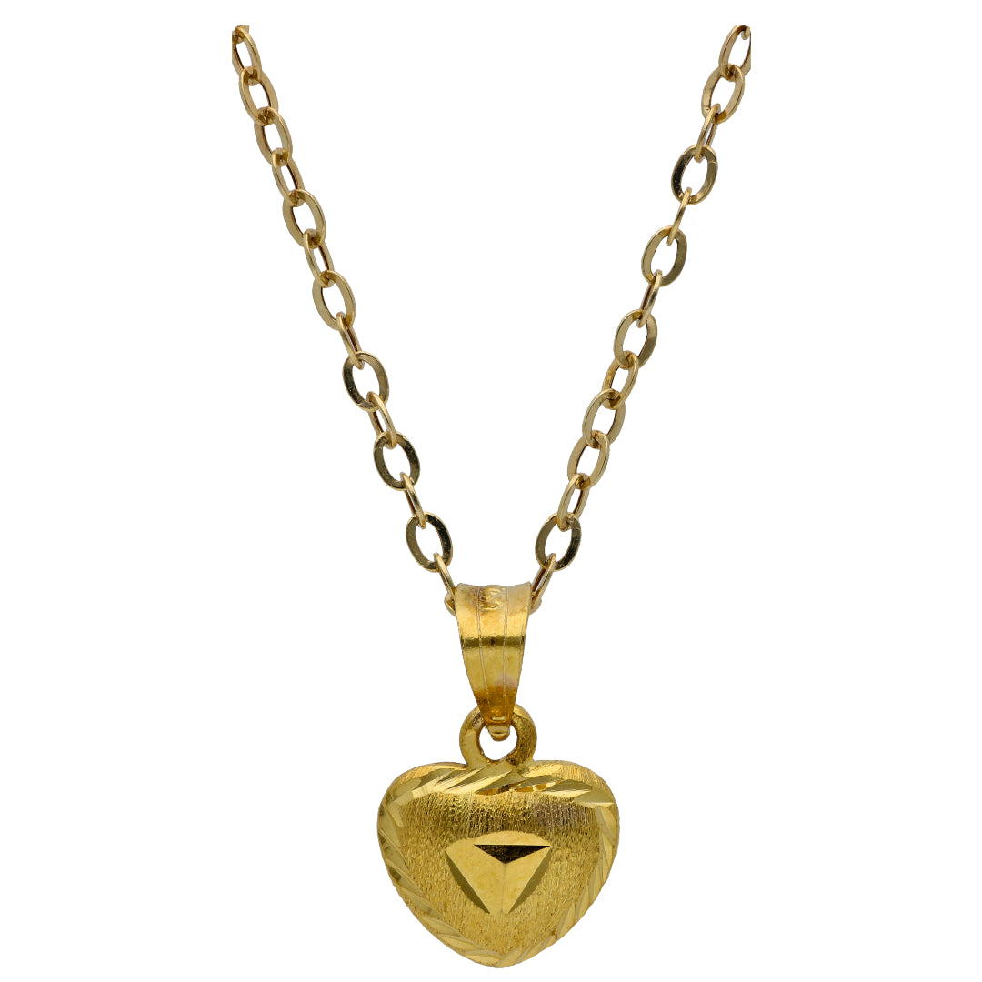 Gold Heart Shaped Pendant Set 18KT - FKJNKLST18KU6499