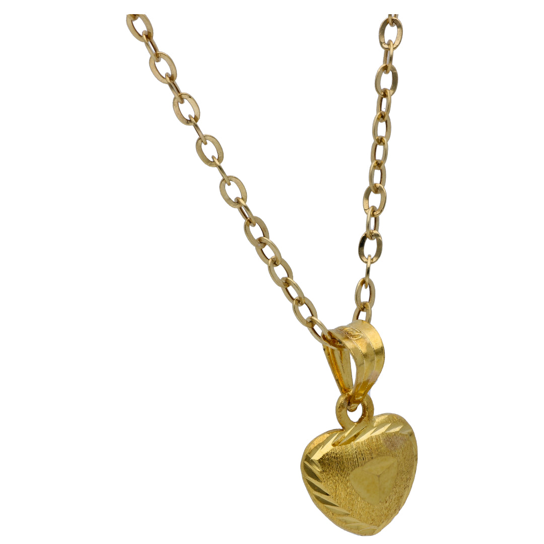 Gold Heart Shaped Pendant Set 18KT - FKJNKLST18KU6499