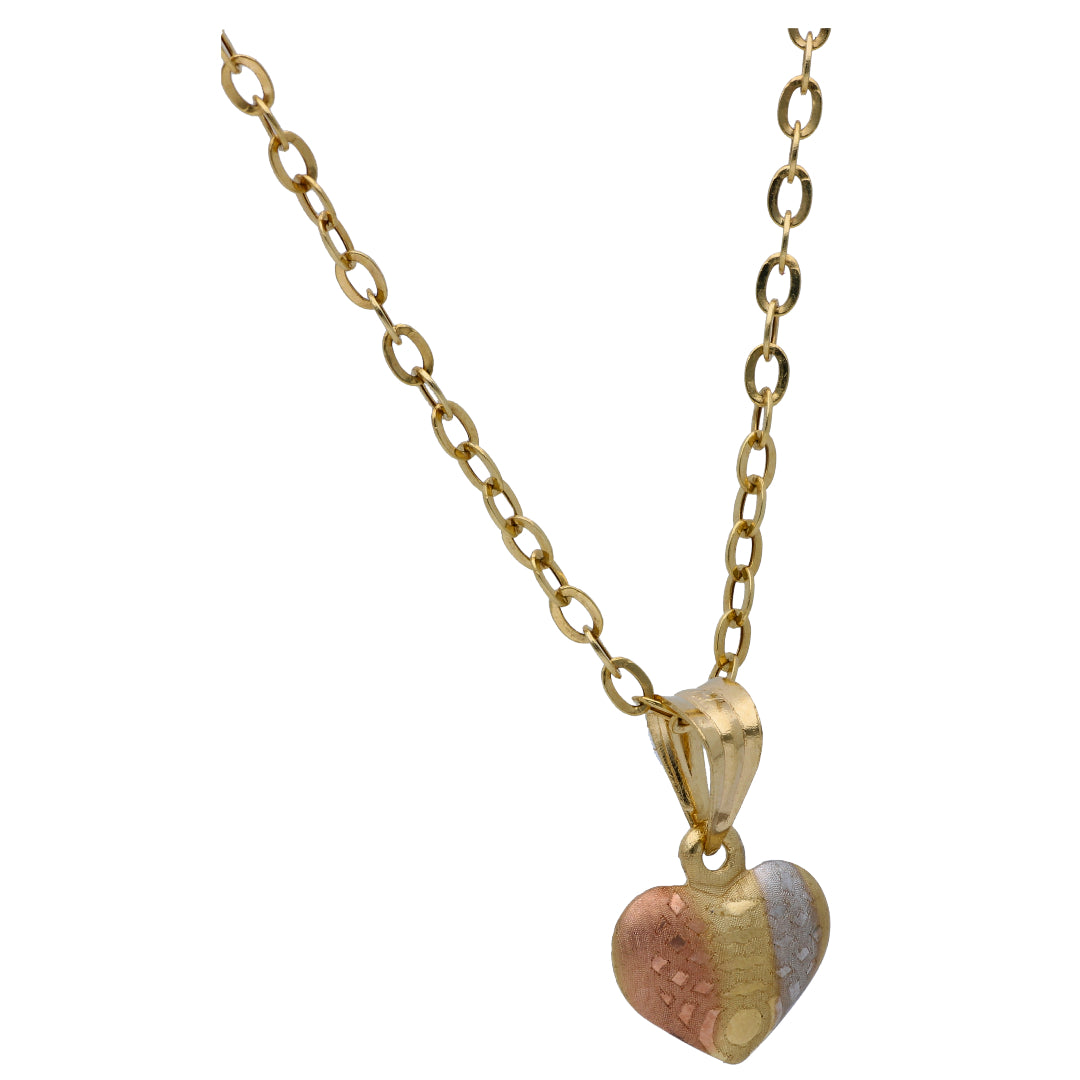 Gold Heart Shaped Pendant Set 18KT - FKJNKLST18KU6500