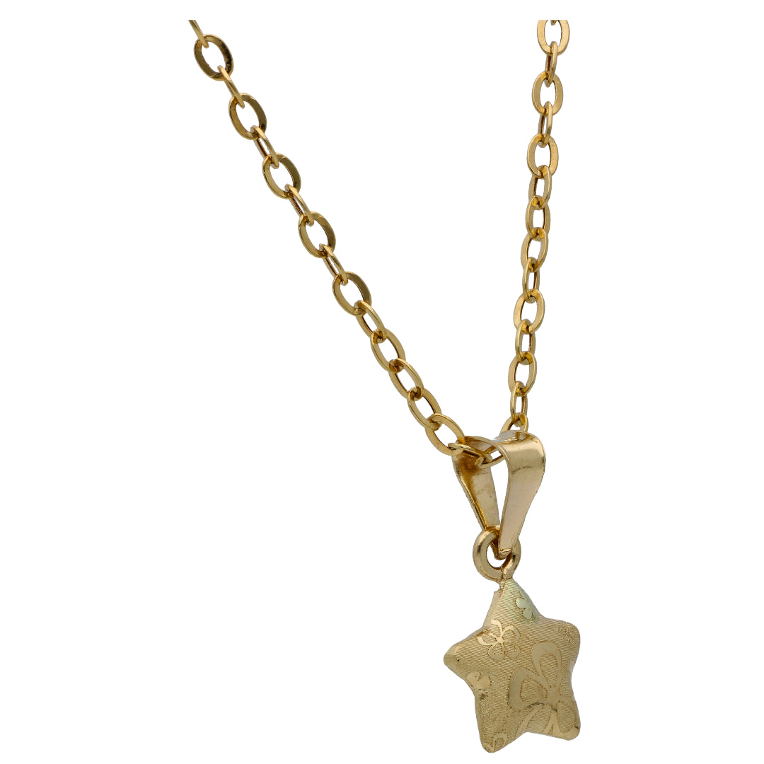 Gold Star Shaped Pendant Set 18KT - FKJNKLST18KU6486