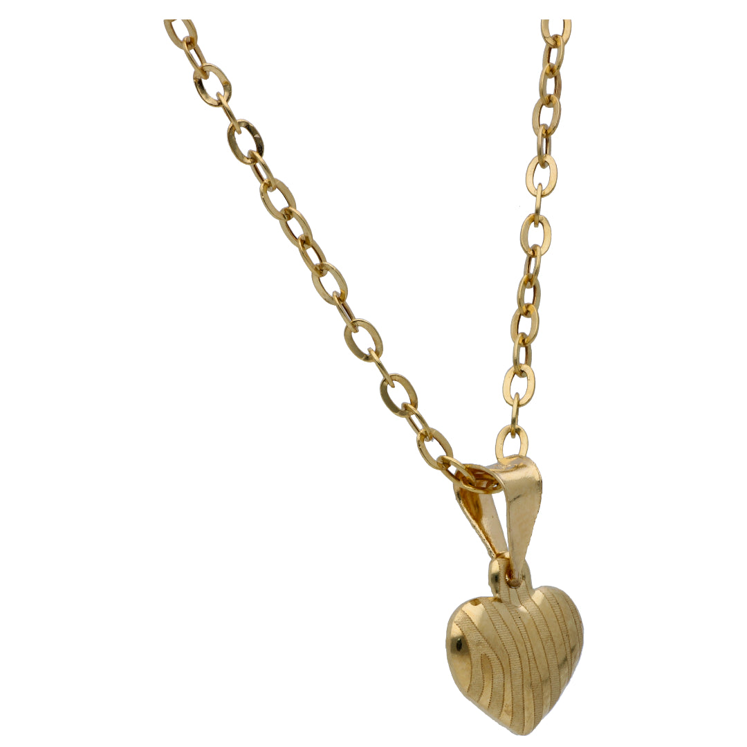 Gold Heart Shaped Pendant Set 18KT - FKJNKLST18KU6487