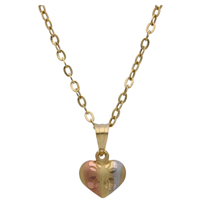 Gold Triple Toned Heart Shaped Pendant Set 18KT - FKJNKLST18KU6488