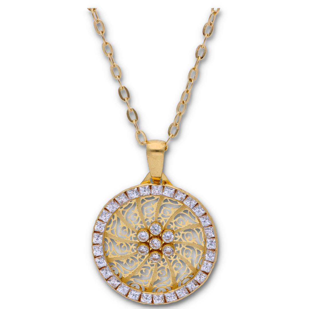 Gold Necklace (Chain with Dual Tone Gold Pendant) 18KT - FKJNKL18KU6120