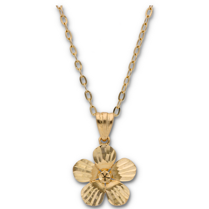 Gold Necklace (Chain with Gold Flower Shaped Pendant) 18KT - FKJNKL18KU6121