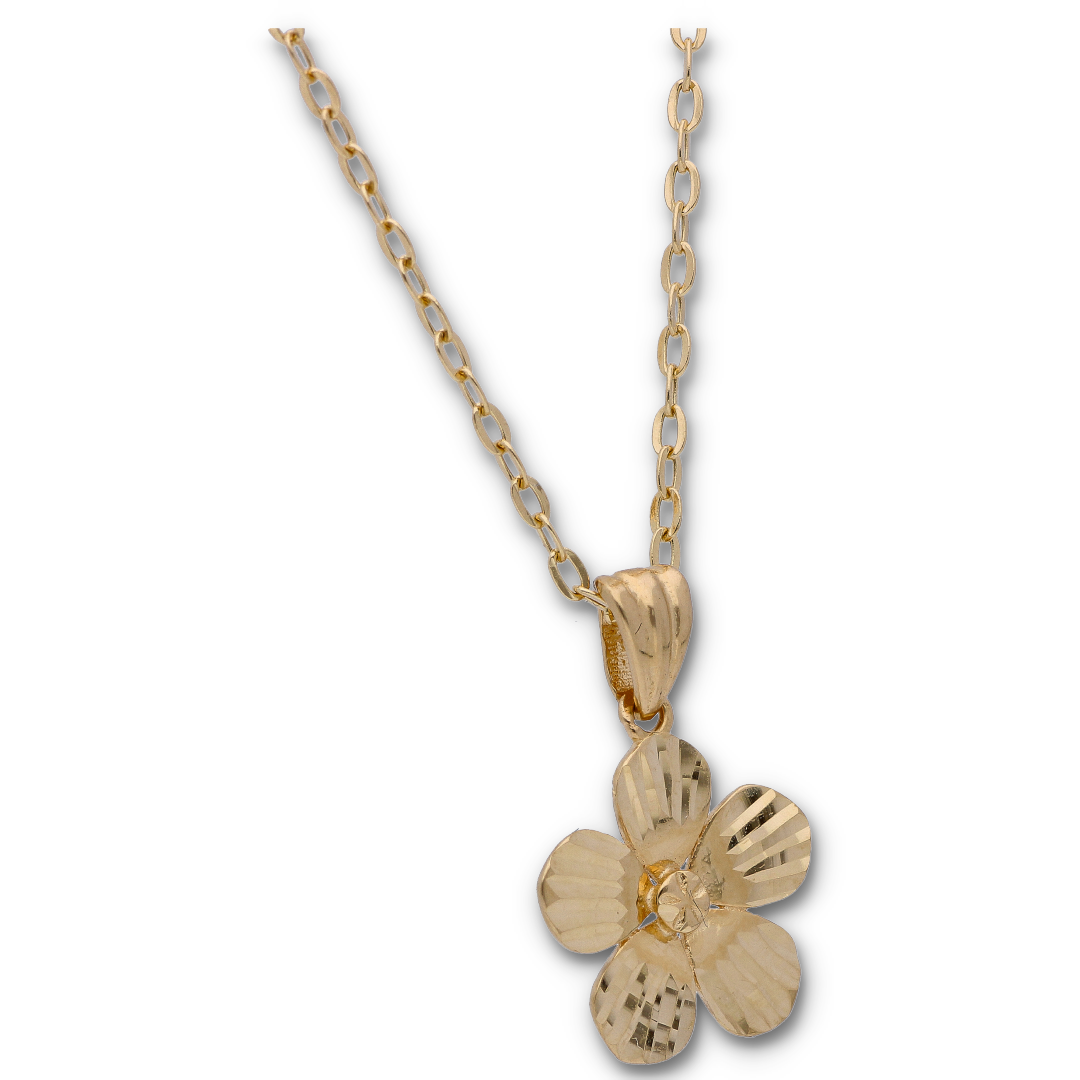 Gold Necklace (Chain with Gold Flower Shaped Pendant) 18KT - FKJNKL18KU6121