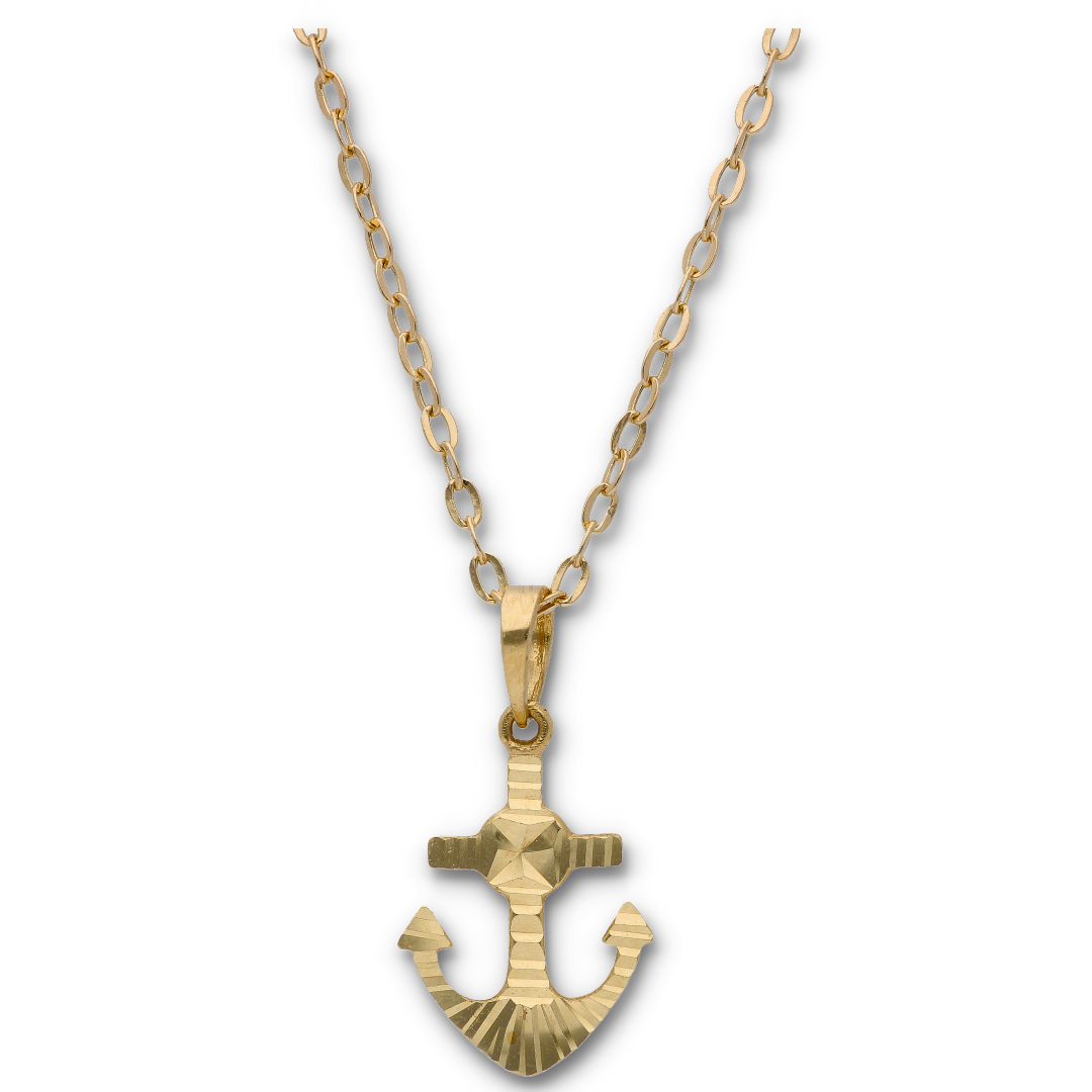 Gold Necklace (Chain with Gold Anchor Shaped Pendant) 18KT - FKJNKL18KU6128