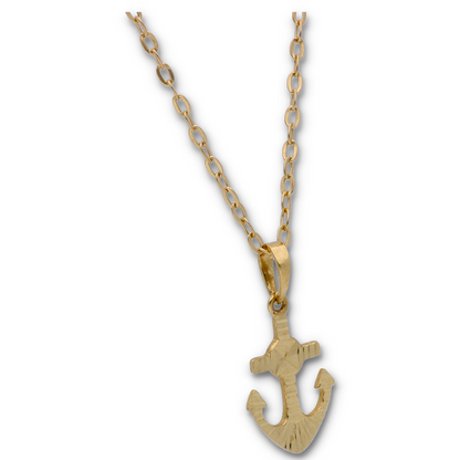 Gold Necklace (Chain with Gold Anchor Shaped Pendant) 18KT - FKJNKL18KU6128