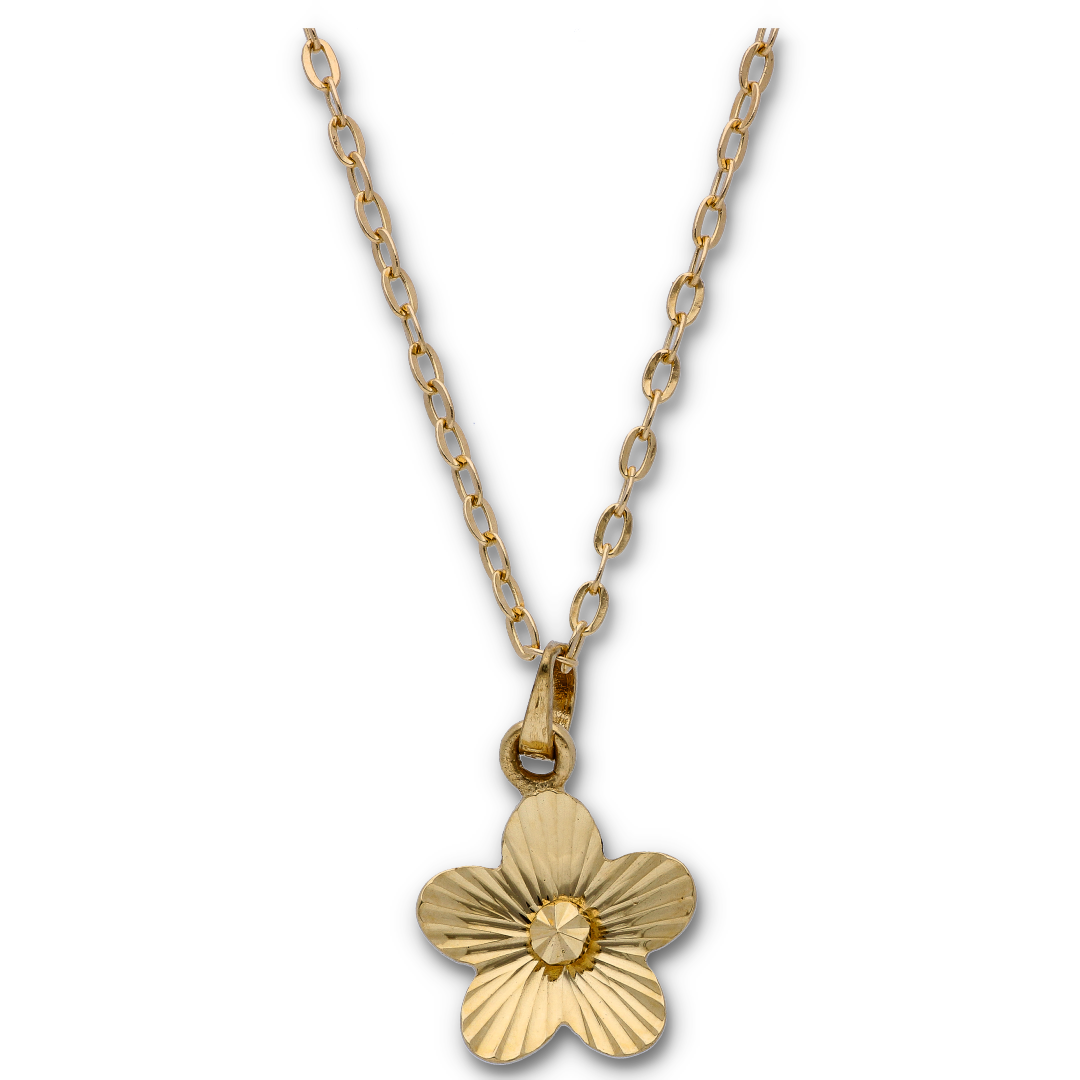 Gold Necklace (Chain with Flower Shaped Pendant) 18KT  - FKJNKL18KU6117