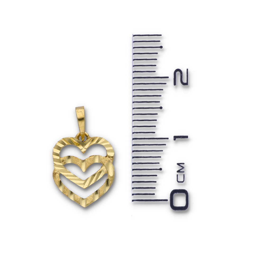 Gold Dual Heart Shaped Pendant 18KT - FKJPND18KU6118