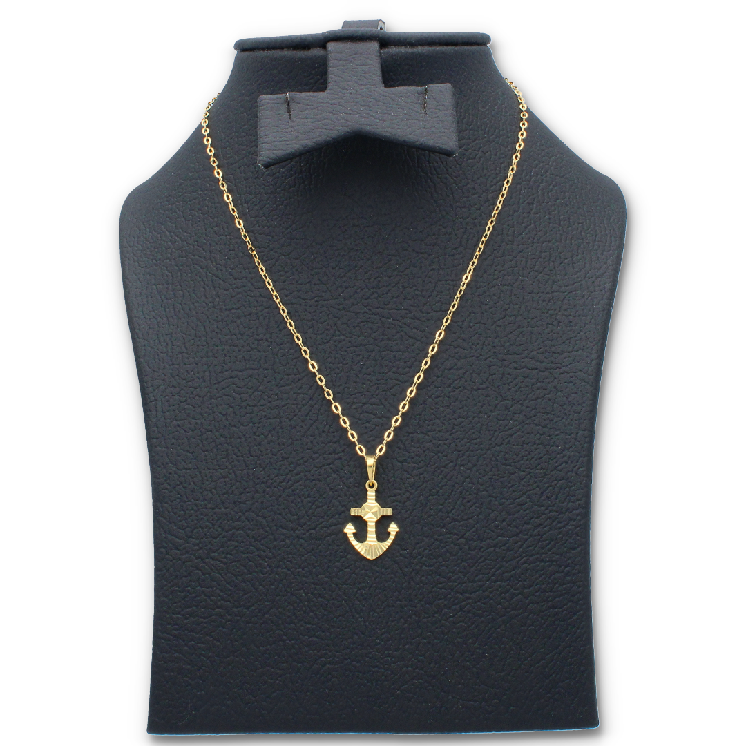 Gold Necklace (Chain with Gold Anchor Shaped Pendant) 18KT - FKJNKL18KU6128