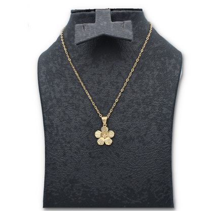 Gold Necklace (Chain with Gold Flower Shaped Pendant) 18KT - FKJNKL18KU6121