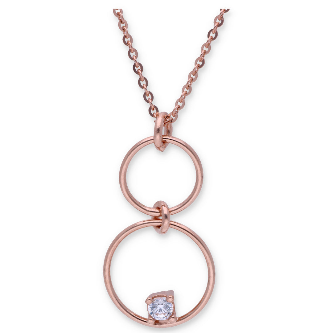 Rose Gold Necklace (Triple Ring Pendant) 18KT - FKJNKL18KU6329