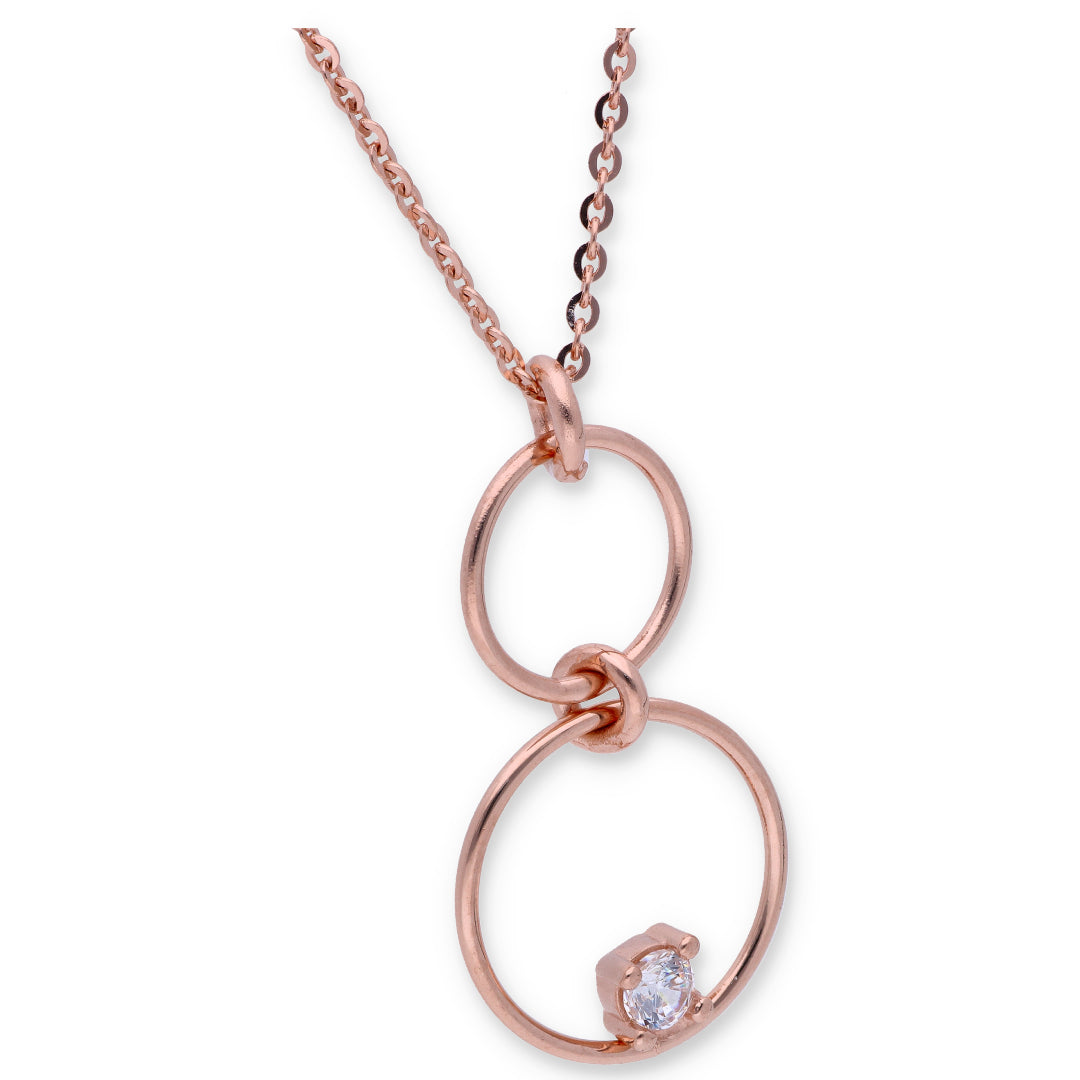 Rose Gold Necklace (Triple Ring Pendant) 18KT - FKJNKL18KU6329