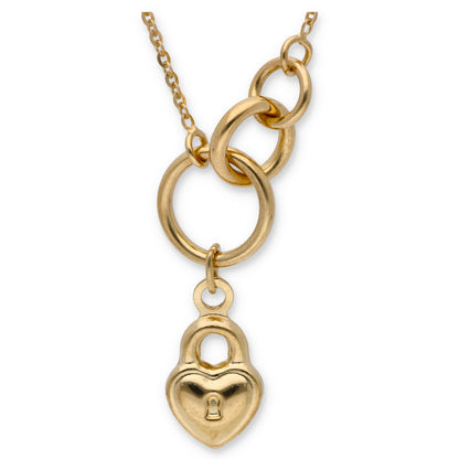 Gold Necklace (Triple Ring With Locked Heart Pendant) 18KT - FKJNKL18KU6330