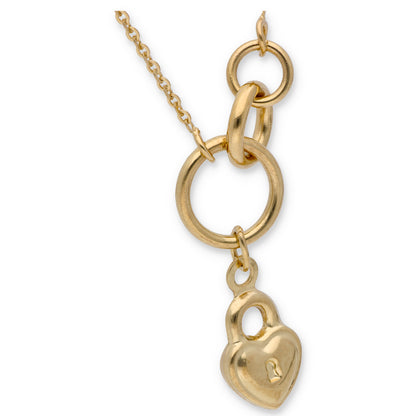 Gold Necklace (Triple Ring With Locked Heart Pendant) 18KT - FKJNKL18KU6330