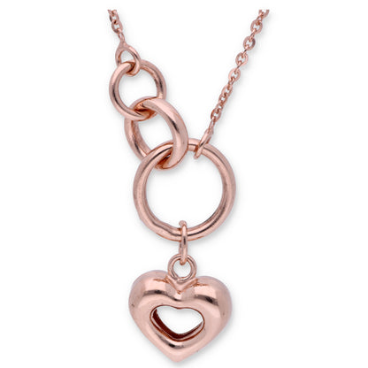 Rose Gold Necklace (Triple Ring With Hollow Heart Pendant) 18KT - FKJNKL18KU6333