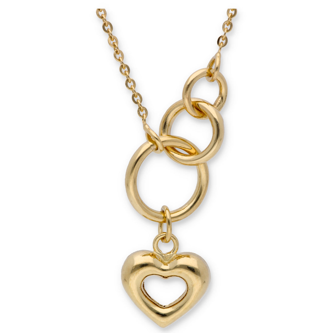 Gold Necklace (Triple Ring With Heart Pendant) 18KT - FKJNKL18KU6327