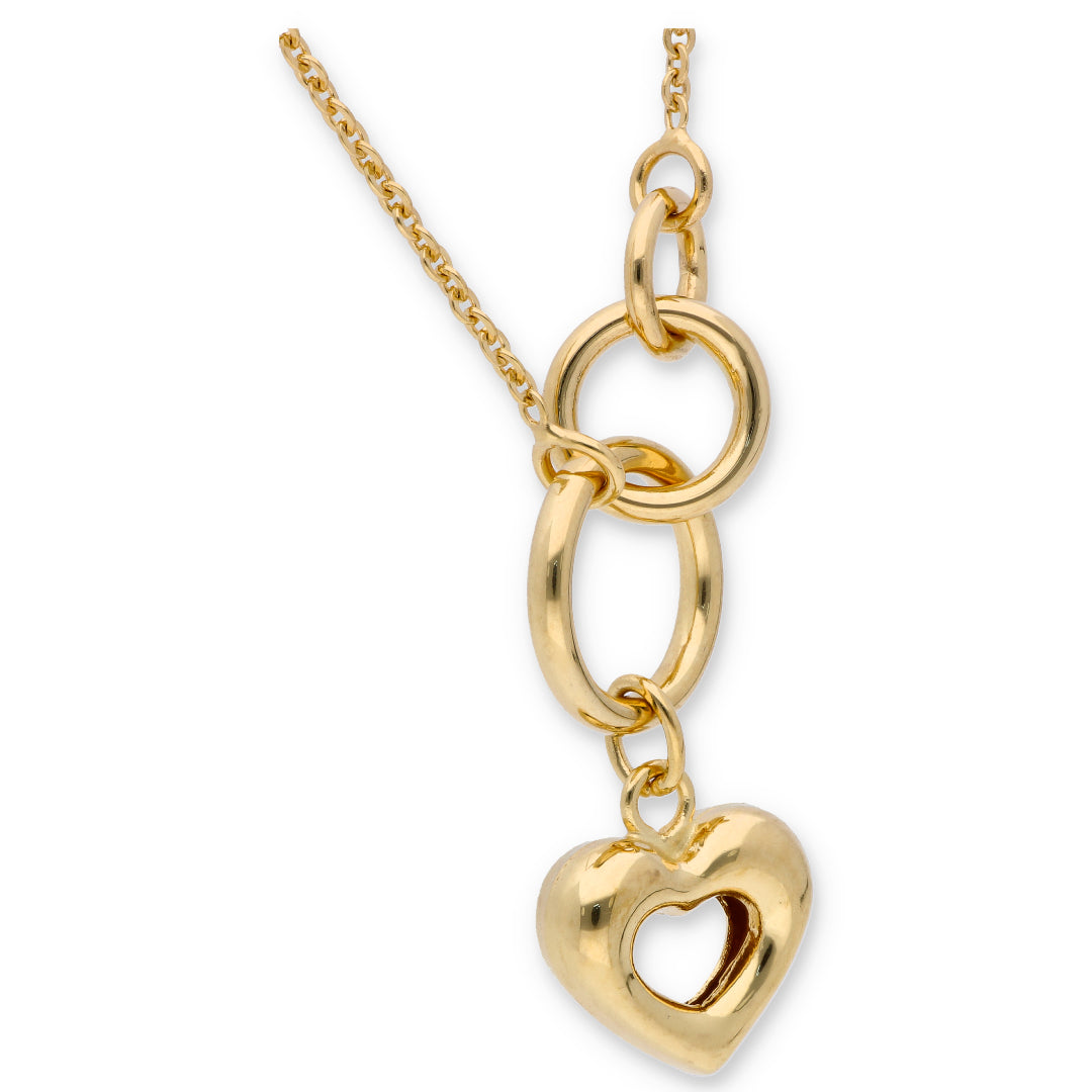 Gold Necklace (Triple Ring With Heart Pendant) 18KT - FKJNKL18KU6327