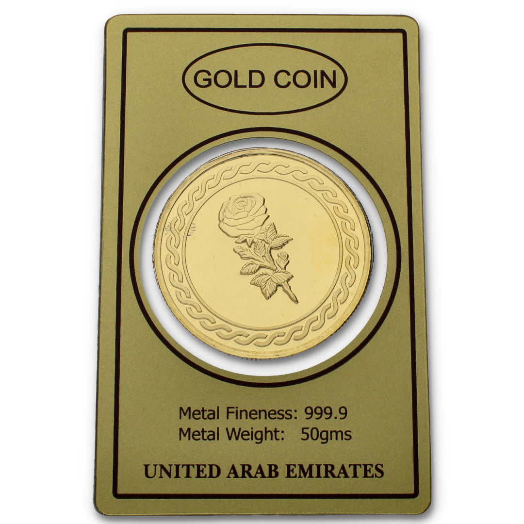 Gold 50 Grams Coin 24KT 999.9 Purity - FKJCON24K2278