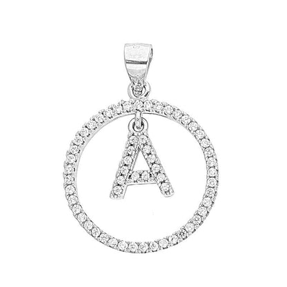 Sterling Silver 925 Round Shaped Alphabet Pendant  - FKJPNDSL1999