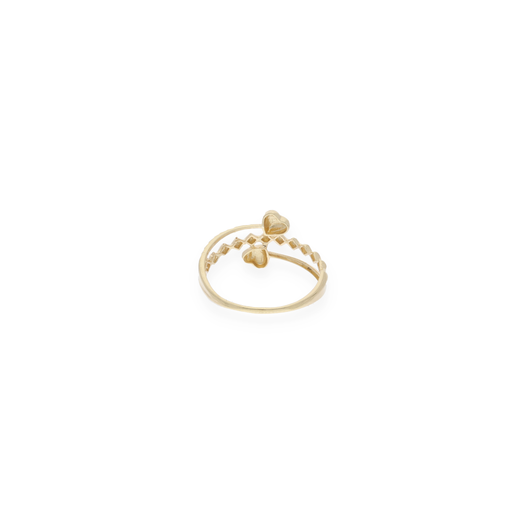 Gold Dual Heart Shaped Ring 18KT - FKJRN18KU6135