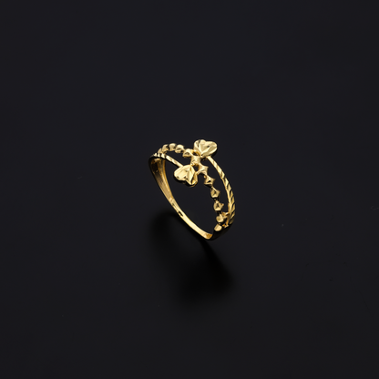 Gold Dual Heart Shaped Ring 18KT - FKJRN18KU6135