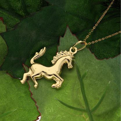 Gold Necklace (Chain with Horse Shaped Pendant) 18KT - FKJNKL18KU6145
