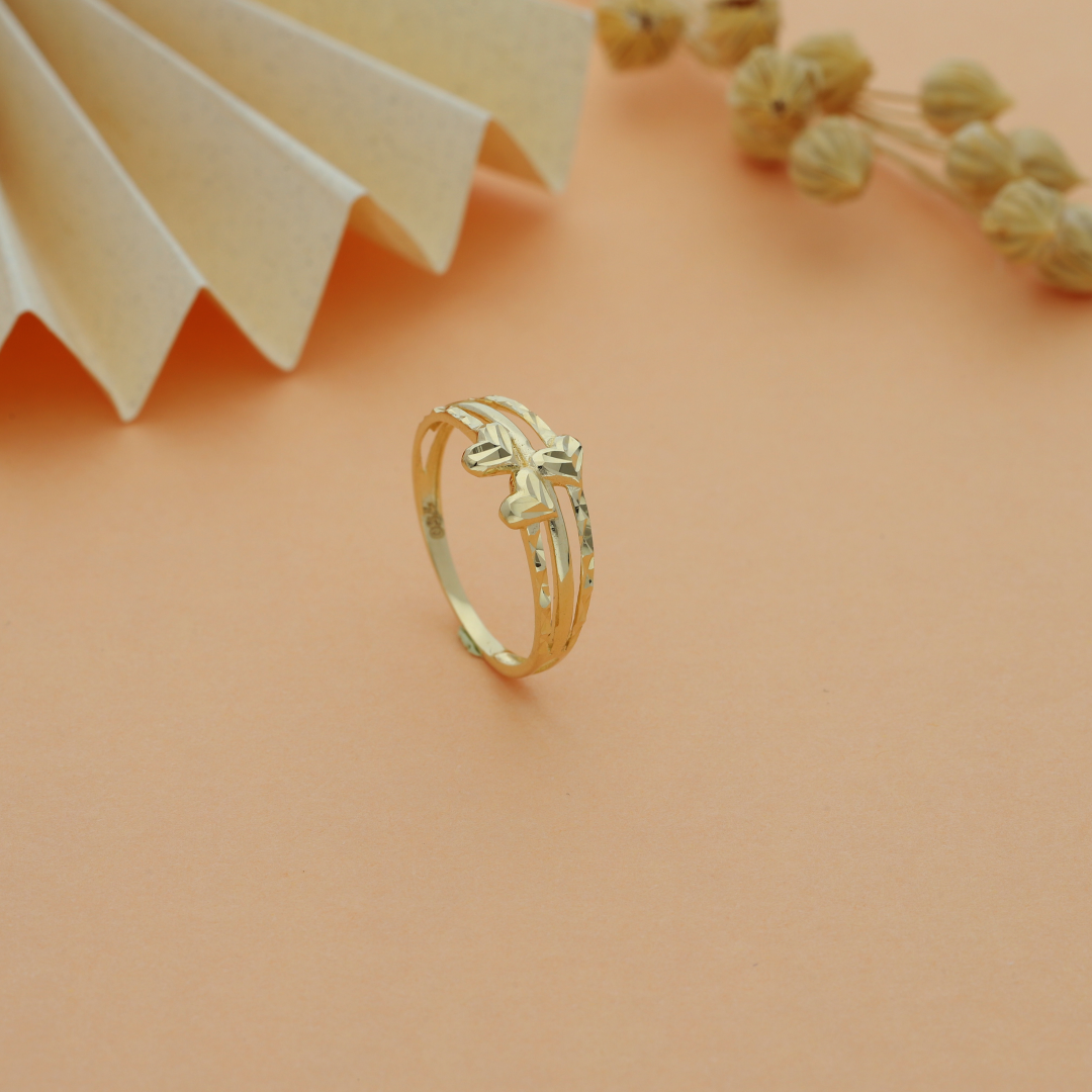 Gold Hearts Shaped Ring 18KT - FKJRN18KU6140