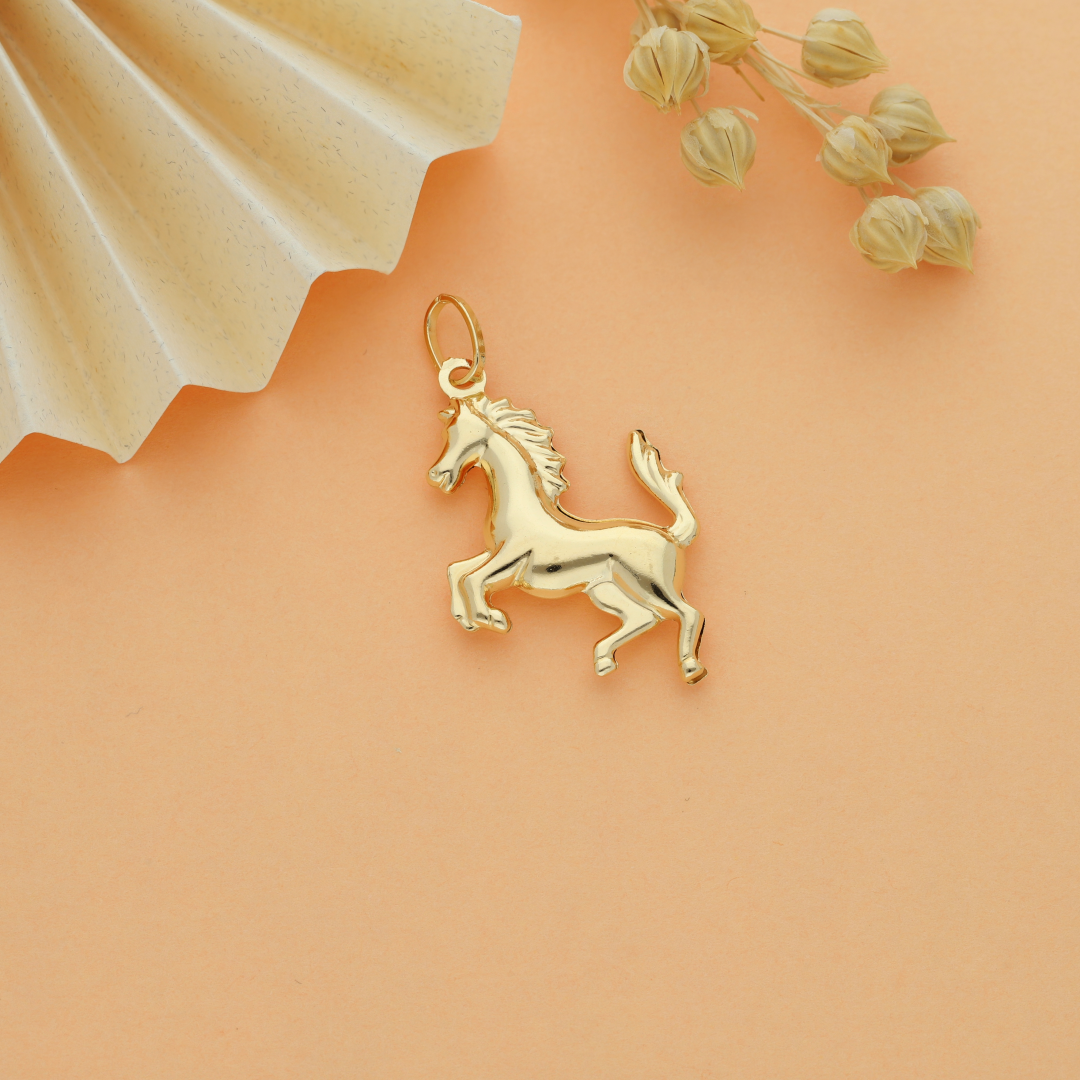 Gold Horse Shaped Pendant 18KT - FKJPND18KU6145