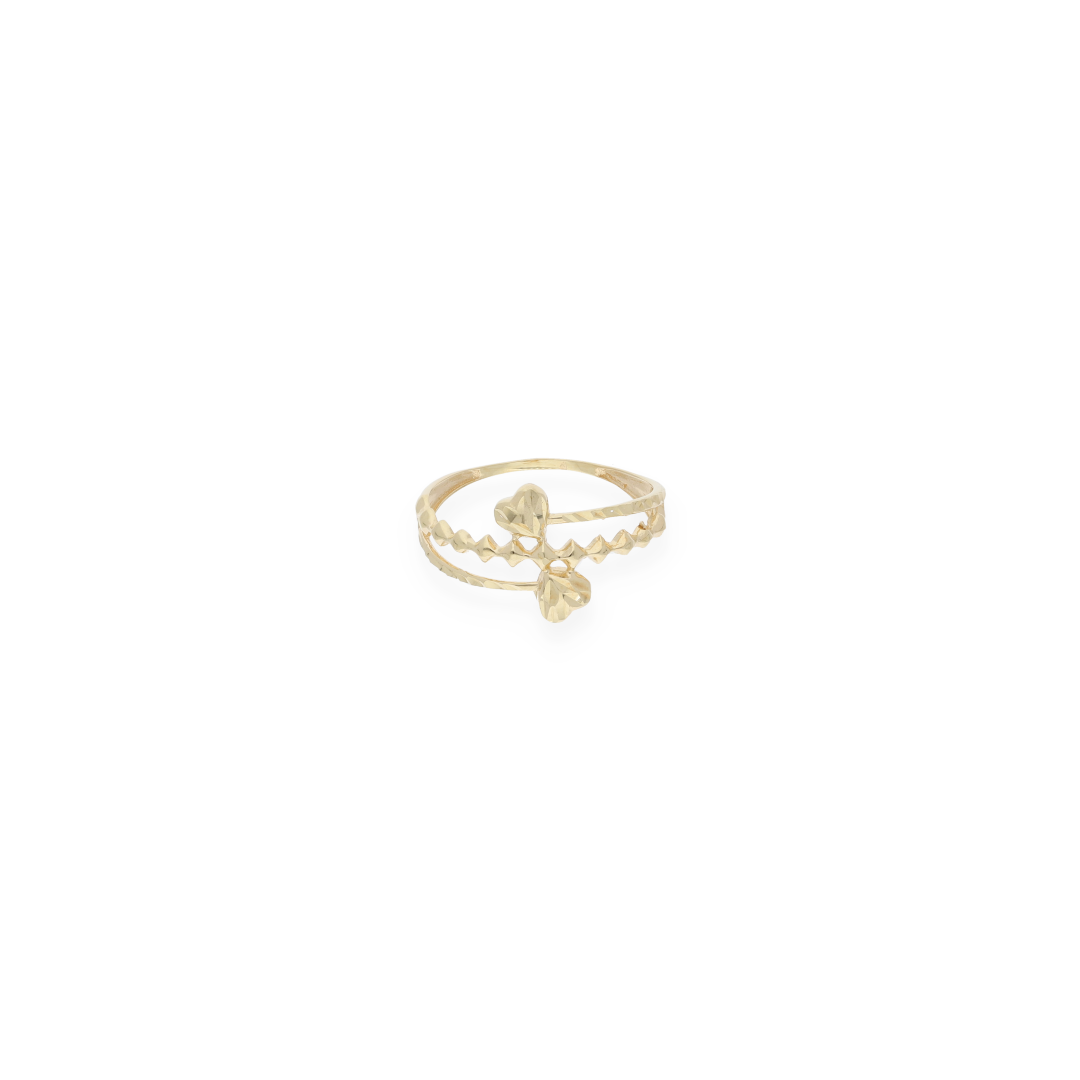 Gold Dual Heart Shaped Ring 18KT - FKJRN18KU6135