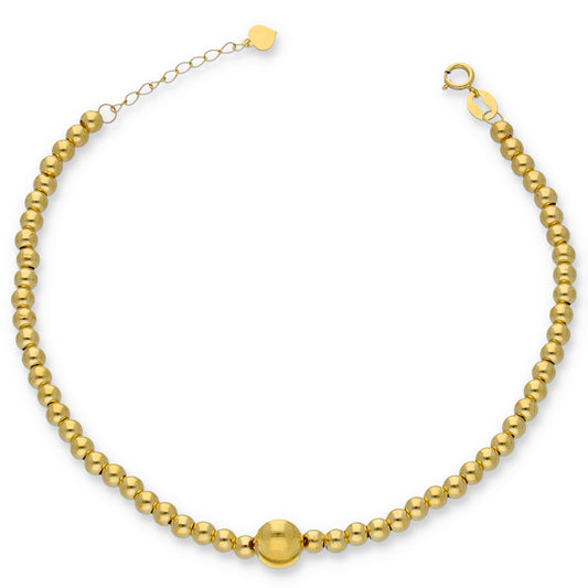 Gold Beaded Link With Sphere Shape Bracelet 18KT - FKJBRL18KU6344