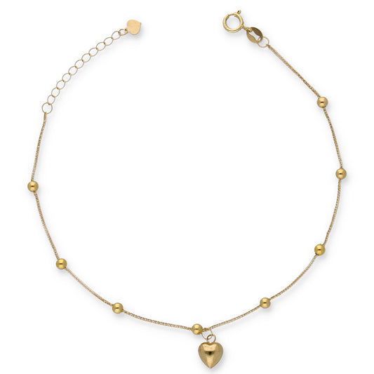 Gold Beads With Heart Shape Bracelet 18KT - FKJBRL18KU6342