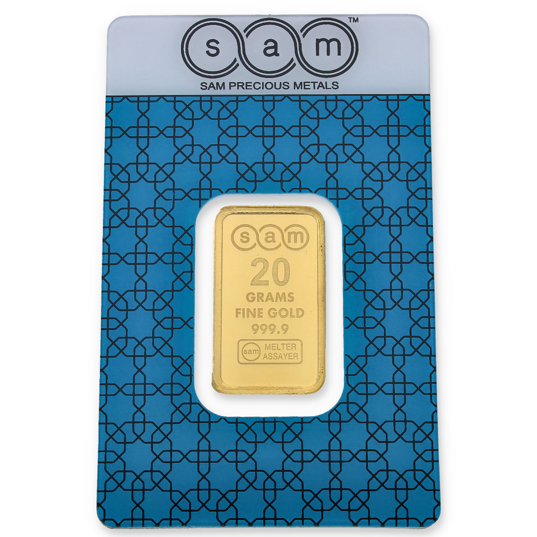 SAM 20 Grams Gold Bar 999.9 Purity - FKJGBR24K2313