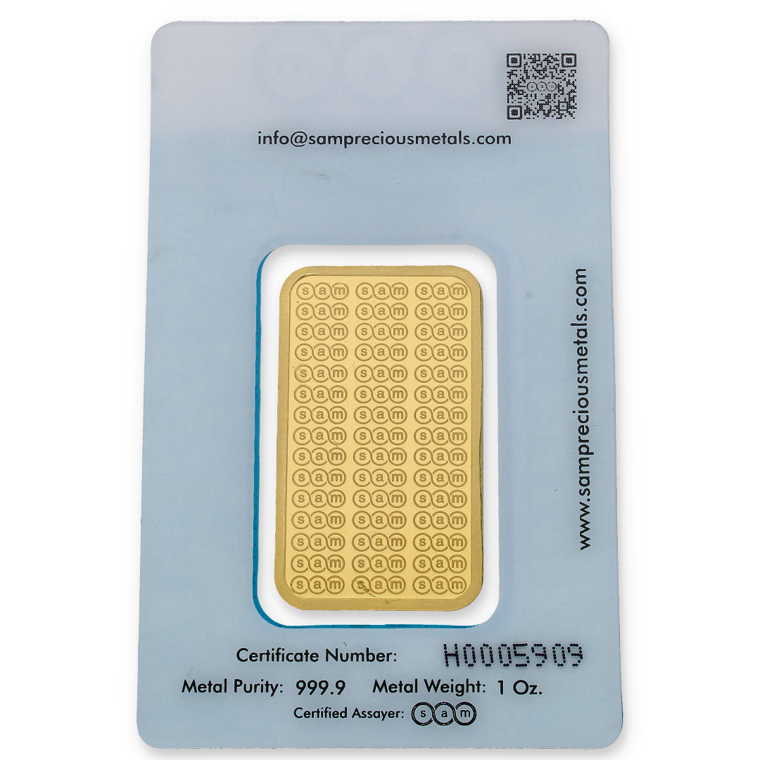 SAM 1 Ounce Gold Bar 999.9 Purity - FKJGBR24K2314