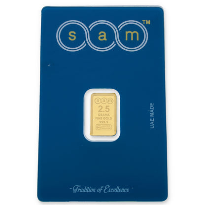 SAM 2.5 Grams Gold Bar 999.9 Purity - FKJGBR24K2310