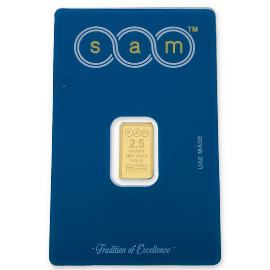 SAM 2.5 Grams Gold Bar 999.9 Purity - FKJGBR24K2310