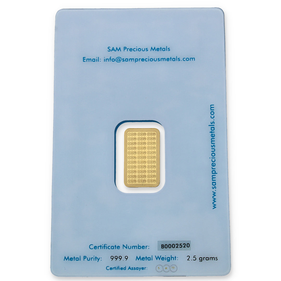 SAM 2.5 Grams Gold Bar 999.9 Purity - FKJGBR24K2310