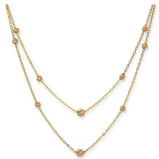 Gold Layered Necklace (Chain With Beads) 21KT - FKJNKL21KU6366