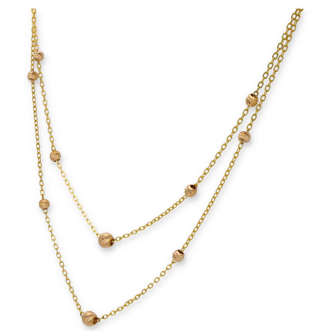 Gold Layered Necklace (Chain With Beads) 21KT - FKJNKL21KU6366