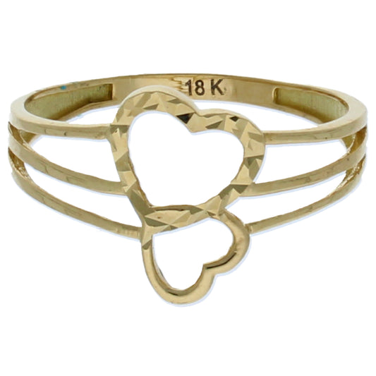 Gold Twin Heart Shaped Ring 18KT - FKJRN18KU6368