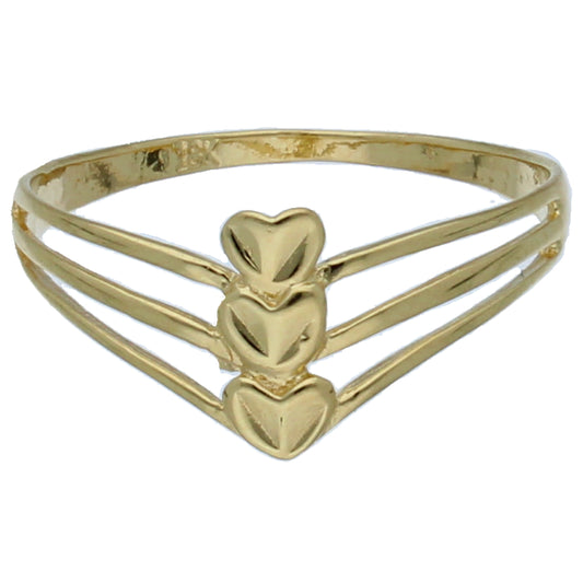 Gold Triple Heart Shaped Ring 18KT - FKJRN18KU6369