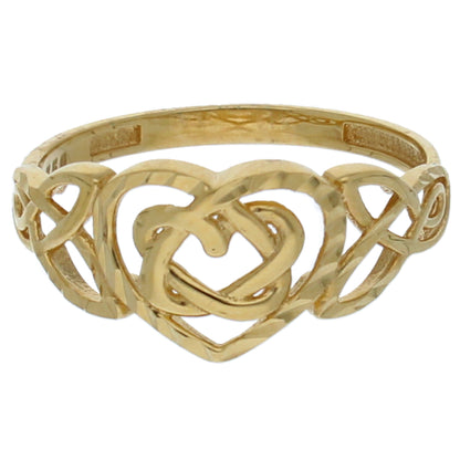 Gold Intricate Heart Shaped Ring 18KT - FKJRN18KU6371