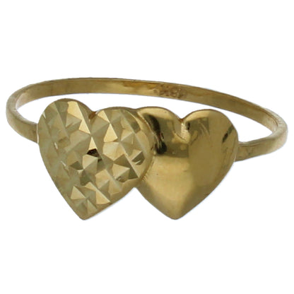 Gold Twin Heart Shaped Ring 18KT - FKJRN18KU6377