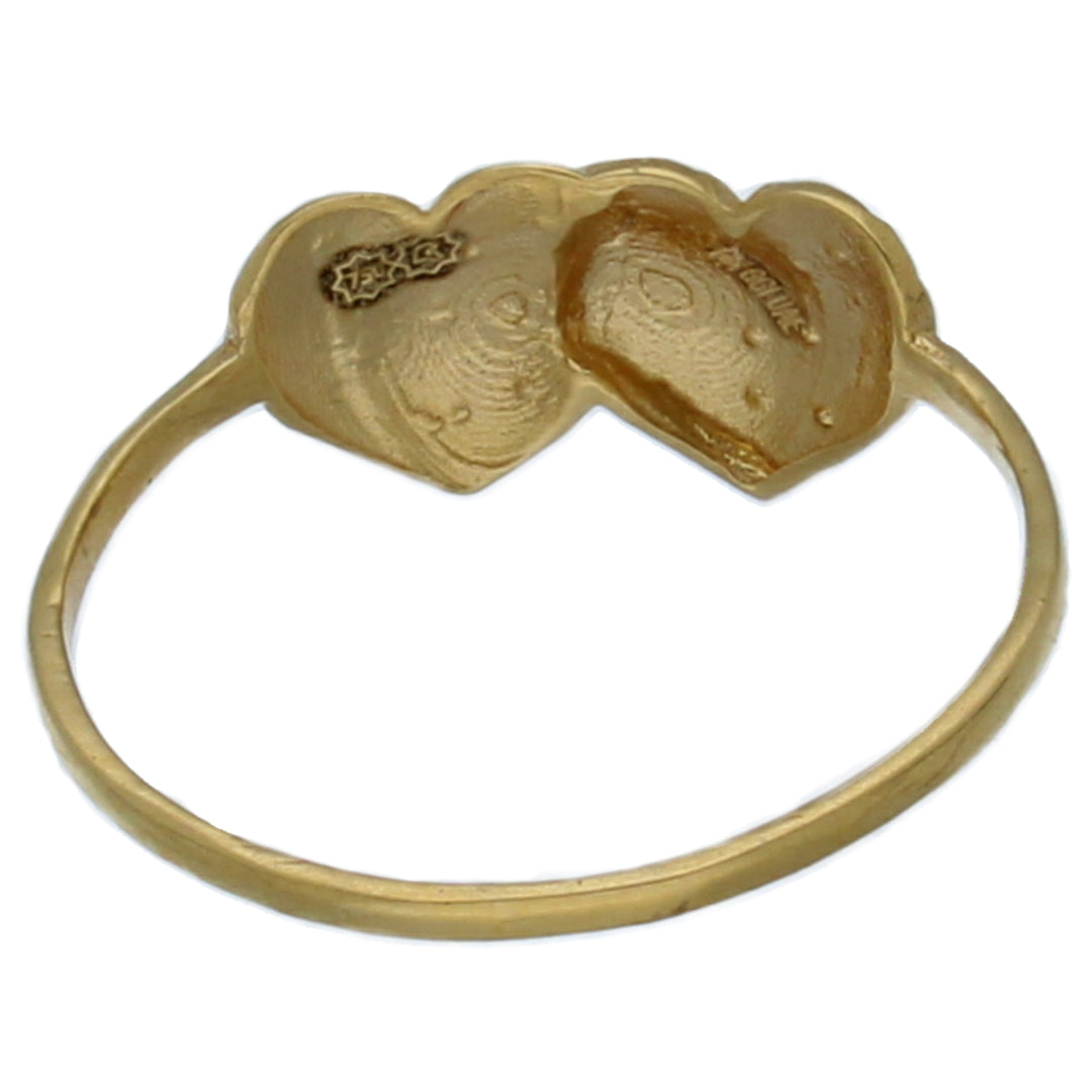 Gold Twin Heart Shaped Ring 18KT - FKJRN18KU6377