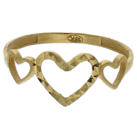 Gold Triple Heart Shaped Ring 18KT - FKJRN18KU6381