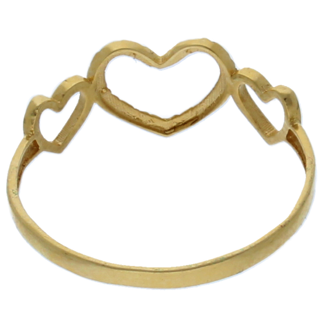 Gold Triple Heart Shaped Ring 18KT - FKJRN18KU6381