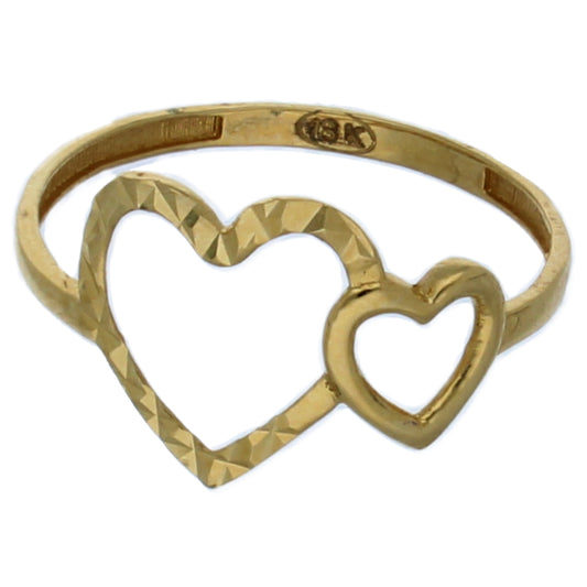 Gold Twin Heart Shaped Ring 18KT - FKJRN18KU6375