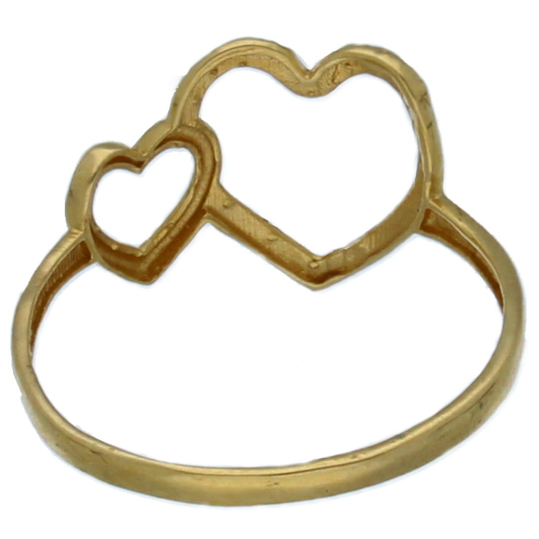 Gold Twin Heart Shaped Ring 18KT - FKJRN18KU6375